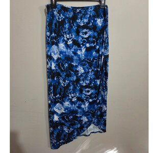 Blue Black White Tie Dye Y2K Maxi Skirt Boho Evil Eye Size Large